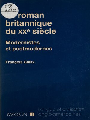 cover image of Le Roman britannique du XXe siècle